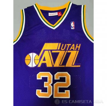 Camiseta Karl Malone NO 32 Utah Jazz Mitchell & Ness 1991-92 Violeta